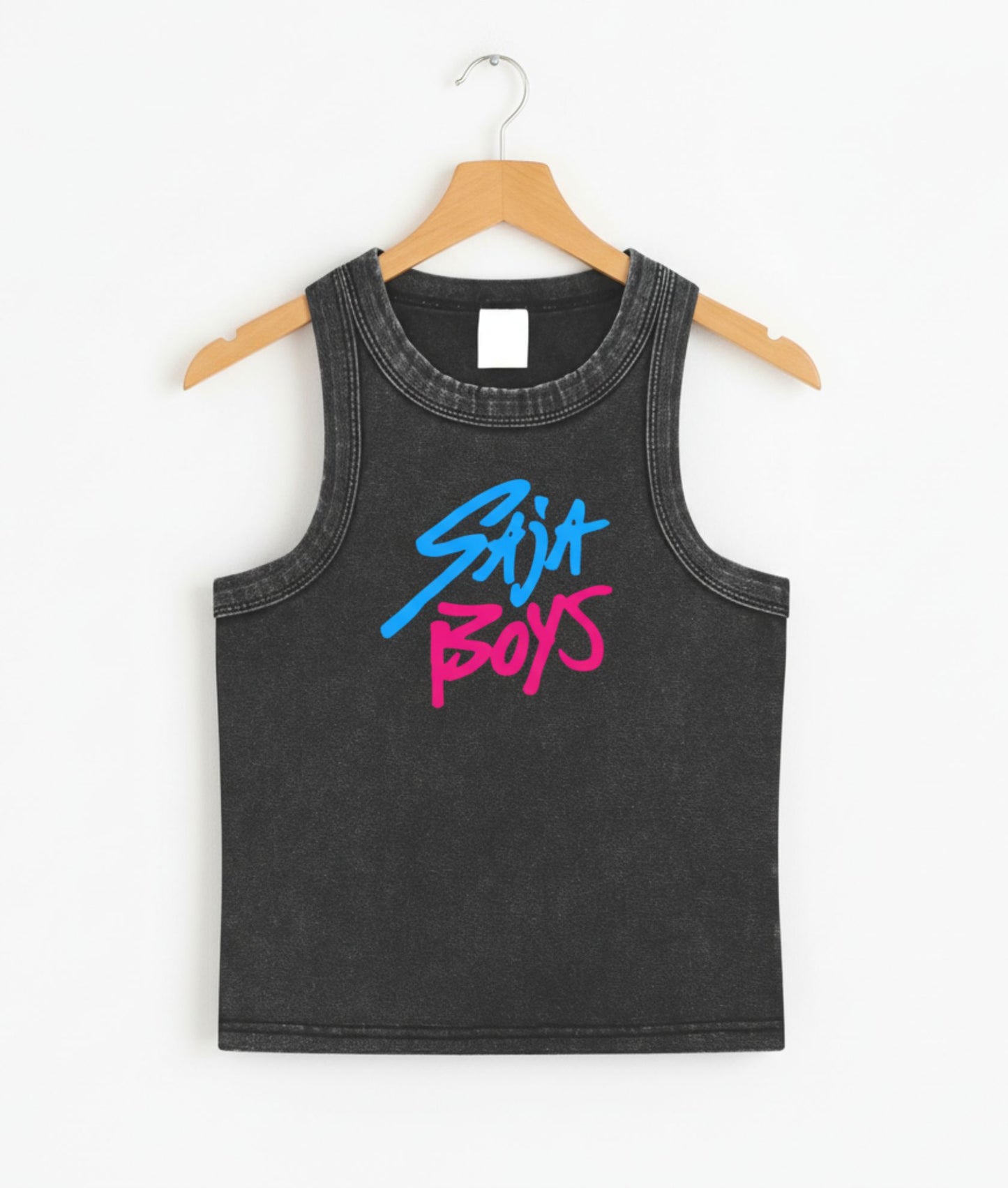 Black Saja Boys Snow Washed Tank Top