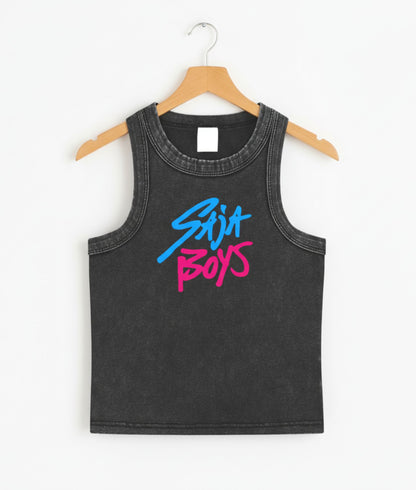 Black Saja Boys Snow Washed Tank Top