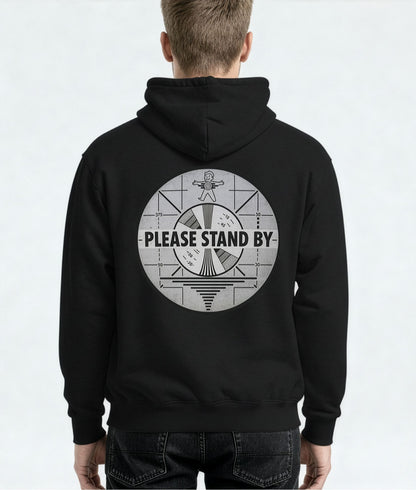 Please Stand By Monochrome BW Oversized Hoodie