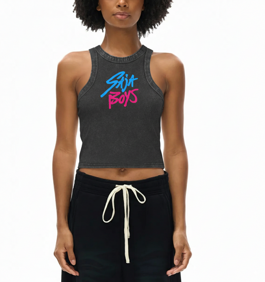Black Saja Boys Snow Washed Tank Top