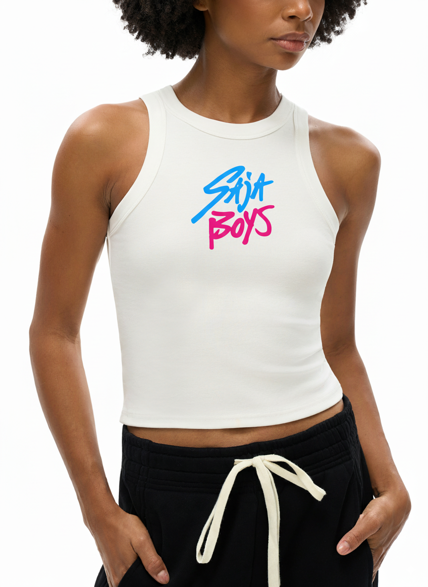 White Saja Boys Snow Washed Tank Top